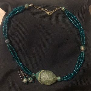 Turquoise necklace and earrings